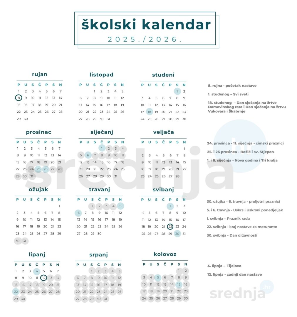 Školski kalendar 25./26.