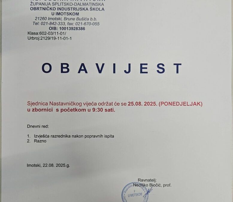 Sjednica Nastavničkog vijeća